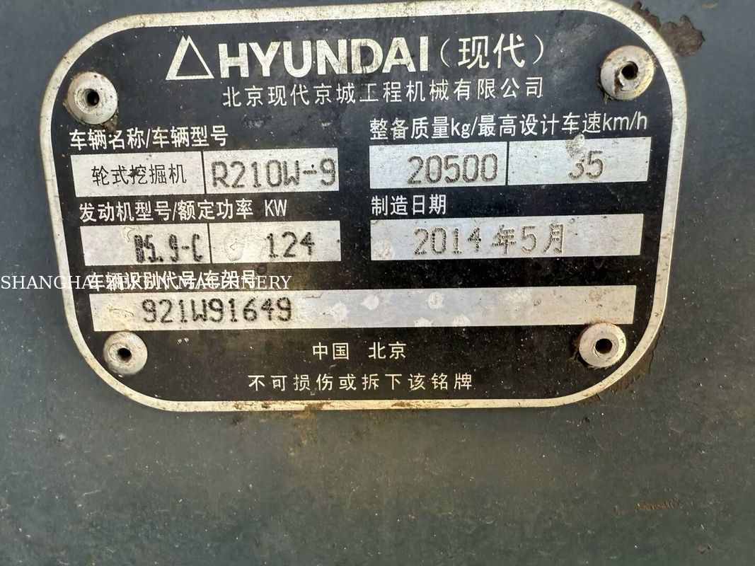 2014 Hyundai R210W-9 Escavatore a ruote da 21 tonnellate Perfetto per progetti di costruzione